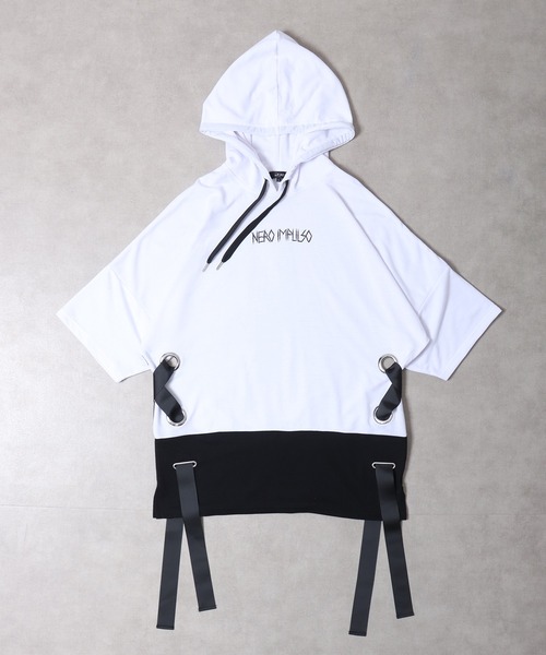 RE730（アールイーセブンサーティー）の「Lace-up dolman T-shirt hoodie / レースアップドルマンTシャツパーカー unisex（パーカー・メンズ・ホワイト/ブラック・XL/M/L）」の20枚目の写真