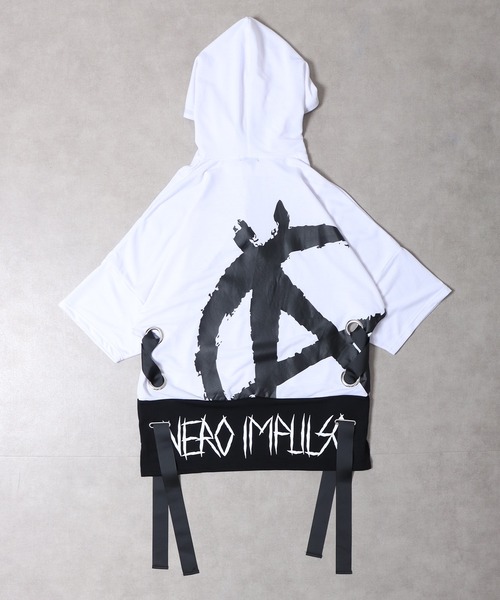 RE730（アールイーセブンサーティー）の「Lace-up dolman T-shirt hoodie / レースアップドルマンTシャツパーカー unisex（パーカー・メンズ・ホワイト/ブラック・XL/M/L）」の21枚目の写真