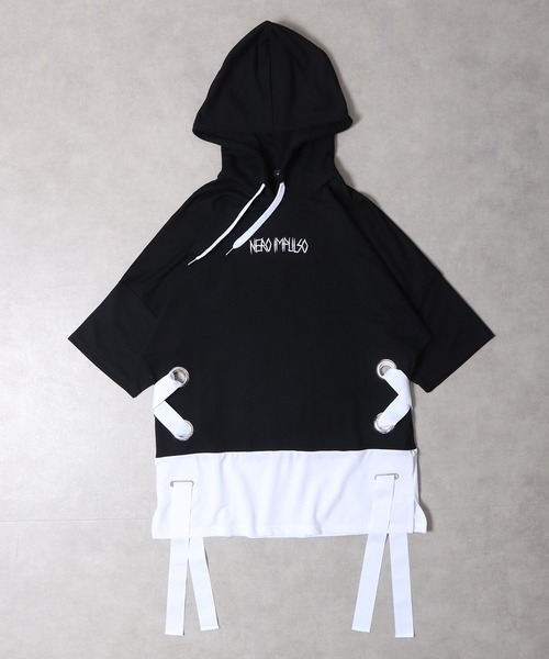 RE730（アールイーセブンサーティー）の「Lace-up dolman T-shirt hoodie / レースアップドルマンTシャツパーカー unisex（パーカー・メンズ・ホワイト/ブラック・XL/M/L）」の22枚目の写真