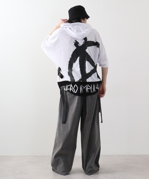 RE730（アールイーセブンサーティー）の「Lace-up dolman T-shirt hoodie / レースアップドルマンTシャツパーカー unisex（パーカー・メンズ・ホワイト/ブラック・XL/M/L）」の13枚目の写真