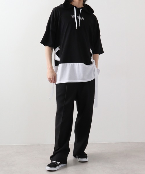 RE730（アールイーセブンサーティー）の「Lace-up dolman T-shirt hoodie / レースアップドルマンTシャツパーカー unisex（パーカー・メンズ・ホワイト/ブラック・XL/M/L）」の18枚目の写真