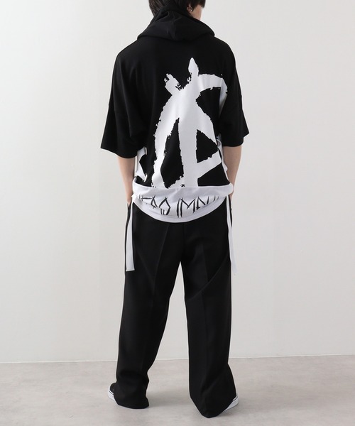 RE730（アールイーセブンサーティー）の「Lace-up dolman T-shirt hoodie / レースアップドルマンTシャツパーカー unisex（パーカー・メンズ・ホワイト/ブラック・XL/M/L）」の19枚目の写真