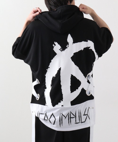 RE730（アールイーセブンサーティー）の「Lace-up dolman T-shirt hoodie / レースアップドルマンTシャツパーカー unisex（パーカー・メンズ・ホワイト/ブラック・XL/M/L）」の16枚目の写真