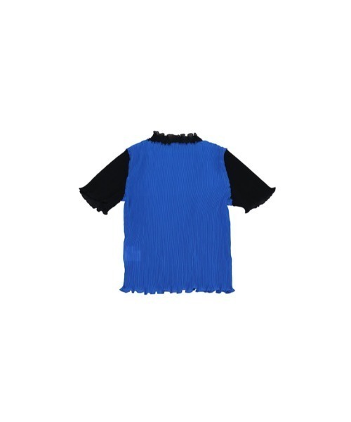 Uenui（ウニュイ）の「メロウ プリーツ バイカラー トップス 半袖 ハイネック カットソー ツートーン（Tシャツ/カットソー・レディース・グリーン/ブルー・FREE）」の5枚目の写真