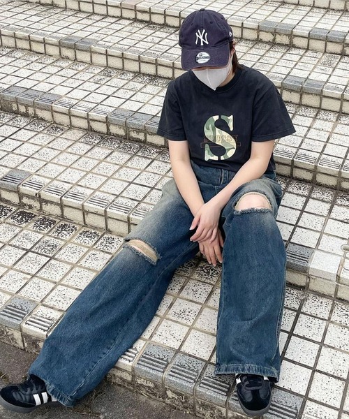 Figments（フィグメンツ）の「ワイドバギーダメージデニムパンツ（デニムパンツ・レディース・ライトインディゴブルー・FREE）」の15枚目の写真