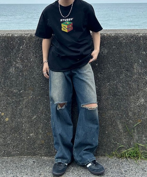 Figments（フィグメンツ）の「ワイドバギーダメージデニムパンツ（デニムパンツ・レディース・ライトインディゴブルー・FREE）」の18枚目の写真