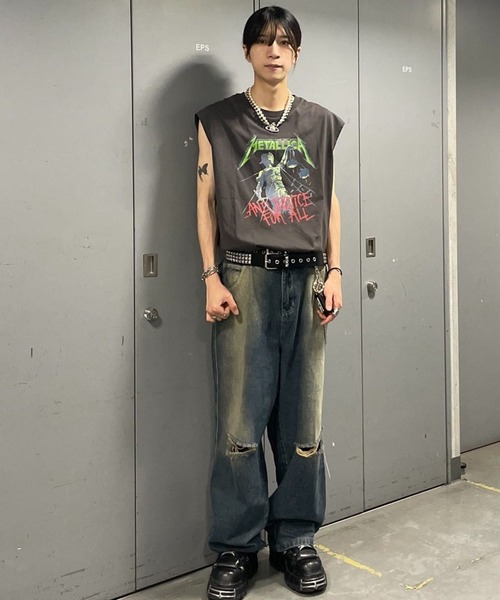 Figments（フィグメンツ）の「ワイドバギーダメージデニムパンツ（デニムパンツ・レディース・ライトインディゴブルー・FREE）」の20枚目の写真