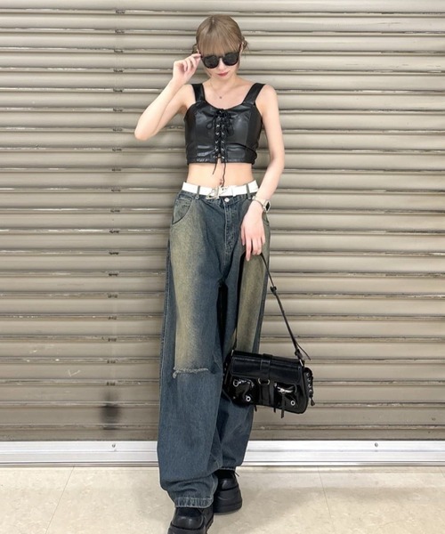 Figments（フィグメンツ）の「ワイドバギーダメージデニムパンツ（デニムパンツ・レディース・ライトインディゴブルー・FREE）」の19枚目の写真