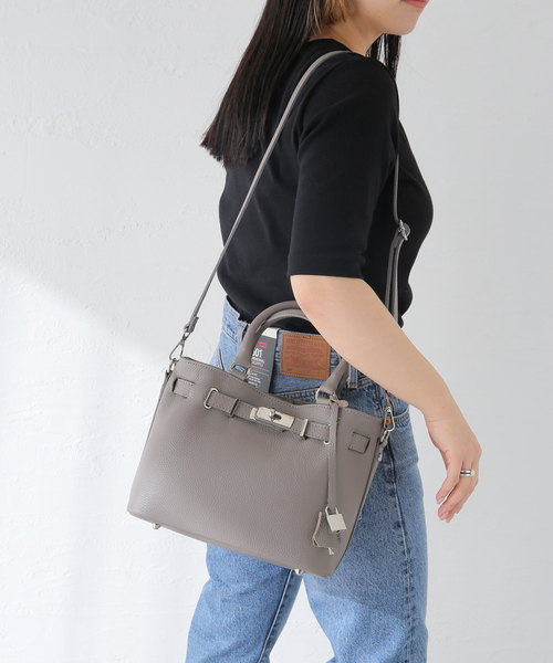 NOBLE MILOS/ミロス 金具付きトートS　グレー セール】《一部店舗・WEB限定追加》MILOS/ミロス 金具付きトート