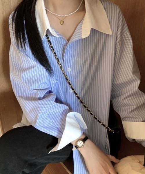 LADY LIKE（レディライク）の「マルチストライプクレリックシャツ（シャツ/ブラウス・レディース・ブルー・M）」の8枚目の写真