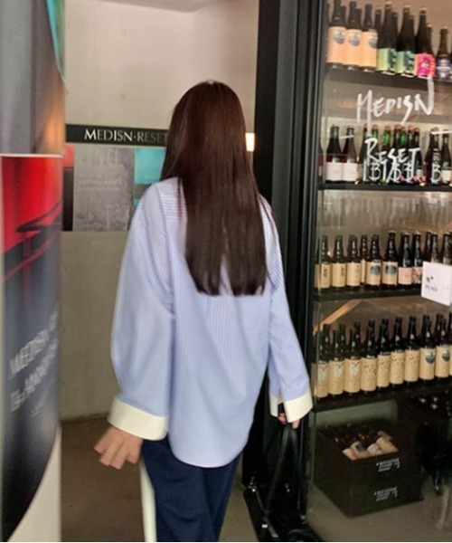 LADY LIKE（レディライク）の「マルチストライプクレリックシャツ（シャツ/ブラウス・レディース・ブルー・M）」の14枚目の写真