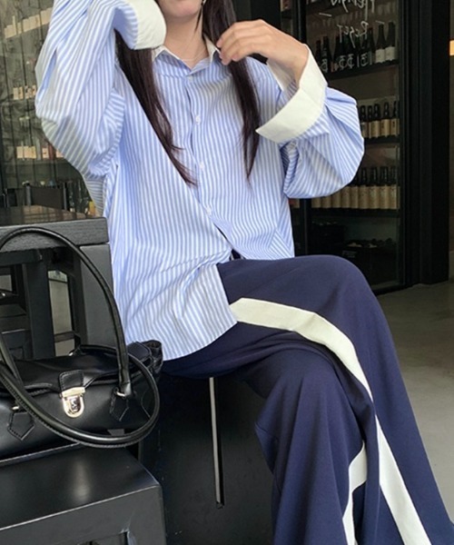 LADY LIKE（レディライク）の「マルチストライプクレリックシャツ（シャツ/ブラウス・レディース・ブルー・M）」の15枚目の写真