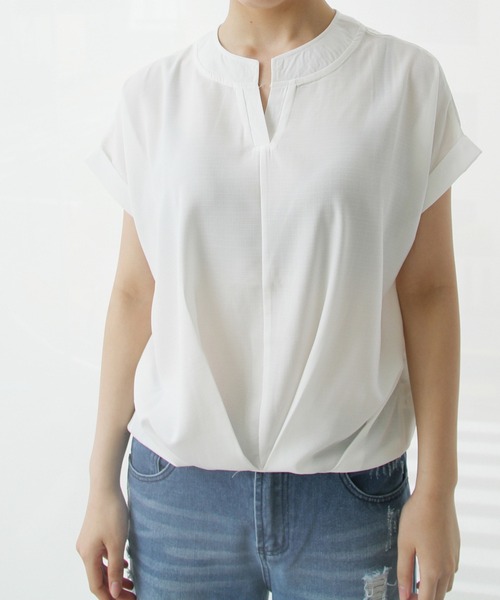 H.TOKYO(エイチトウキョウ)の「サラッと着心地◎キーネックブラウス(シャツ/ブラウス・レディース・ブラック/ホワイト/ネイビー/イエロー・X-LARGE/LARGE/MEDIUM)」の16枚目の写真