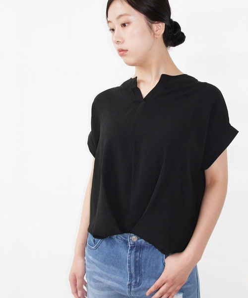 H.TOKYO(エイチトウキョウ)の「サラッと着心地◎キーネックブラウス(シャツ/ブラウス・レディース・ブラック/ホワイト/ネイビー/イエロー・X-LARGE/LARGE/MEDIUM)」の22枚目の写真