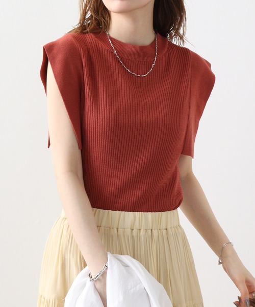 A.N.L(エーエヌエル レーベル)の「A.N.L スクエアスリーブニットプルオーバー(ニット/セーター・レディース・レンガ/グリーン/ブラック/キャメル・38)」の1枚目の写真