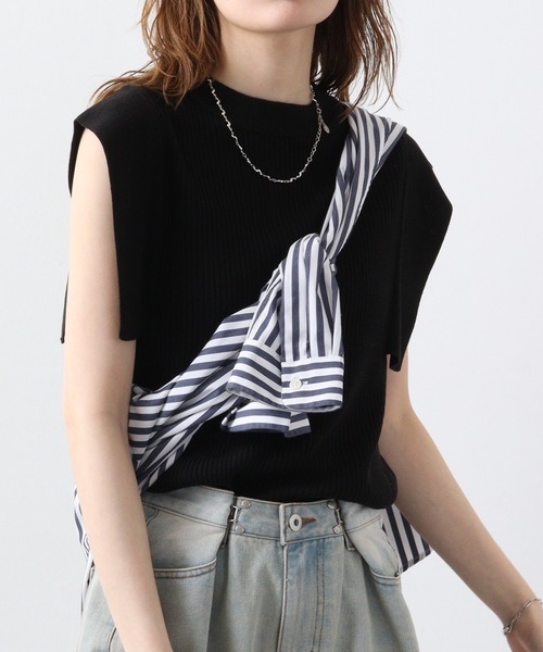 A.N.L(エーエヌエル レーベル)の「A.N.L スクエアスリーブニットプルオーバー(ニット/セーター・レディース・レンガ/グリーン/ブラック/キャメル・38)」の2枚目の写真