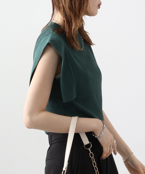 A.N.L(エーエヌエル レーベル)の「A.N.L スクエアスリーブニットプルオーバー(ニット/セーター・レディース・レンガ/グリーン/ブラック/キャメル・38)」の11枚目の写真