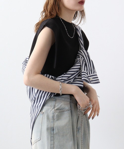 A.N.L(エーエヌエル レーベル)の「A.N.L スクエアスリーブニットプルオーバー(ニット/セーター・レディース・レンガ/グリーン/ブラック/キャメル・38)」の5枚目の写真