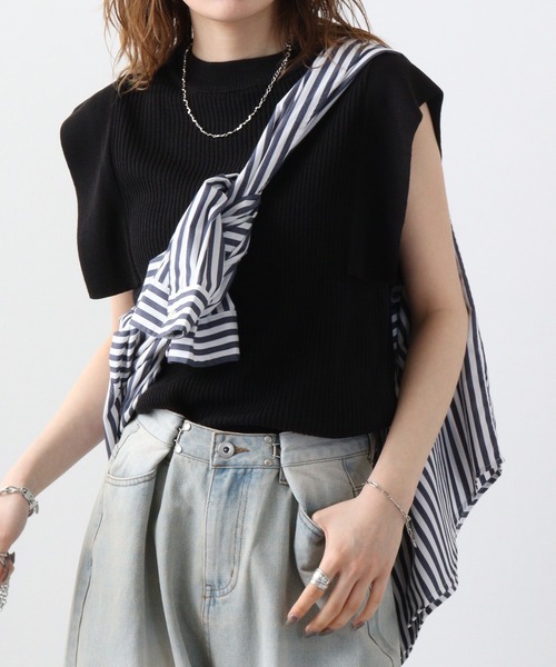 A.N.L(エーエヌエル レーベル)の「A.N.L スクエアスリーブニットプルオーバー(ニット/セーター・レディース・レンガ/グリーン/ブラック/キャメル・38)」の6枚目の写真