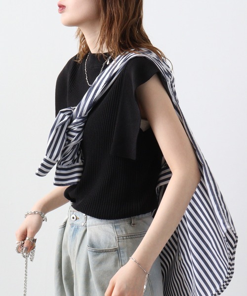 A.N.L(エーエヌエル レーベル)の「A.N.L スクエアスリーブニットプルオーバー(ニット/セーター・レディース・レンガ/グリーン/ブラック/キャメル・38)」の7枚目の写真