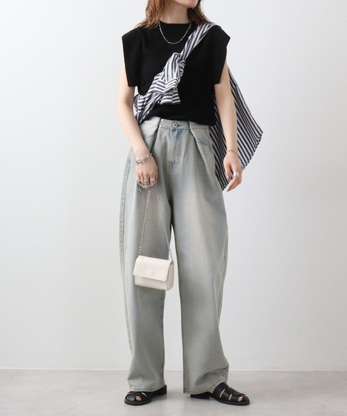 A.N.L(エーエヌエル レーベル)の「A.N.L スクエアスリーブニットプルオーバー(ニット/セーター・レディース・レンガ/グリーン/ブラック/キャメル・38)」の8枚目の写真