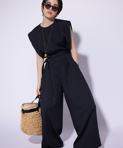 THE PAUSE（ザ ポーズ）の「【THE PAUSE】ベルテッドオールインワン（つなぎ/オールインワン・レディース・ブラック/ピンクベージュ・FREE）」の15枚目の写真