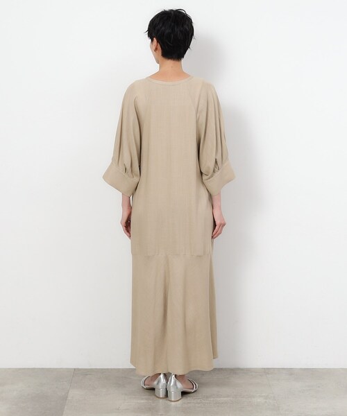 OPAQUE.CLIP（オペークドットクリップ）の「◆キーネックワンピース レーヨン/麻【洗える】（ワンピース・レディース・ブラック/ピンク系/ベージュ・38/40/42）」の19枚目の写真