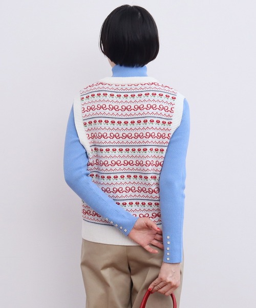 CHILD WOMAN（チャイルドウーマン）の「☆アクリル/ウール ファンシー柄ベスト（ベスト・レディース・ネイビー/アイボリー・FREE）」の5枚目の写真