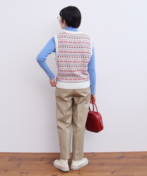 CHILD WOMAN（チャイルドウーマン）の「☆アクリル/ウール ファンシー柄ベスト（ベスト・レディース・ネイビー/アイボリー・FREE）」の7枚目の写真