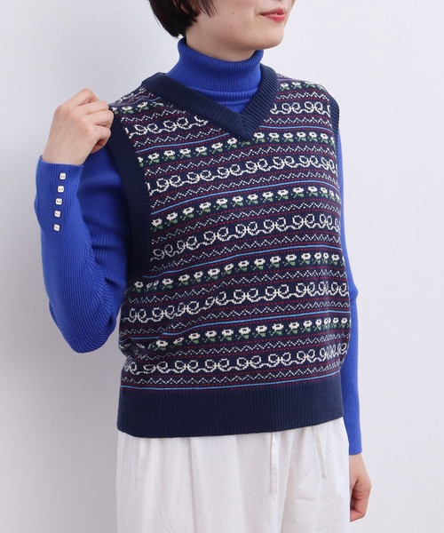 CHILD WOMAN（チャイルドウーマン）の「☆アクリル/ウール ファンシー柄ベスト（ベスト・レディース・ネイビー/アイボリー・FREE）」の18枚目の写真