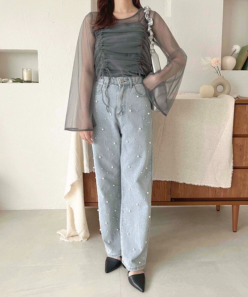 apres jour clair(アプレジュールクレア)の「【apres jour clair】チュールドロストトップス【ZOZOTOWN限定アイテム】(シャツ/ブラウス・レディース・アイボリー/ピンクベージュ/チャコールグレー/ライトグレー・フリー/X-LARGE)」の21枚目の写真