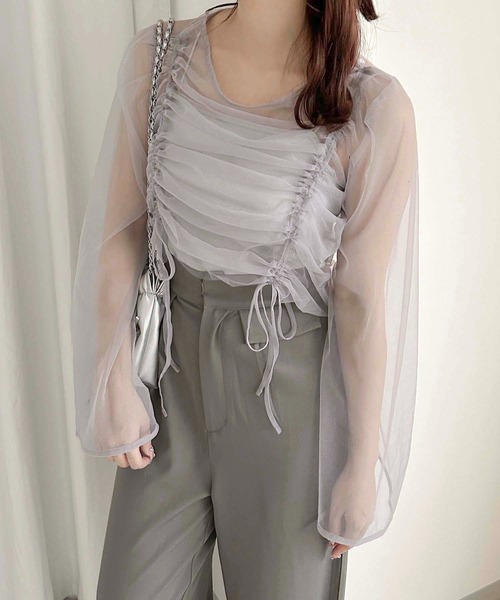apres jour clair(アプレジュールクレア)の「【apres jour clair】チュールドロストトップス【ZOZOTOWN限定アイテム】(シャツ/ブラウス・レディース・アイボリー/ピンクベージュ/チャコールグレー/ライトグレー・フリー/X-LARGE)」の19枚目の写真