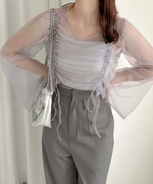 apres jour clair(アプレジュールクレア)の「【apres jour clair】チュールドロストトップス【ZOZOTOWN限定アイテム】(シャツ/ブラウス・レディース・アイボリー/ピンクベージュ/チャコールグレー/ライトグレー・フリー/X-LARGE)」の20枚目の写真