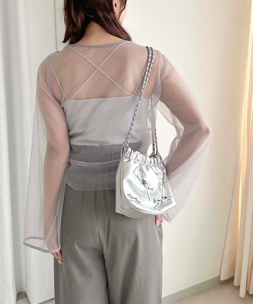 apres jour clair(アプレジュールクレア)の「【apres jour clair】チュールドロストトップス【ZOZOTOWN限定アイテム】(シャツ/ブラウス・レディース・アイボリー/ピンクベージュ/チャコールグレー/ライトグレー・フリー/X-LARGE)」の16枚目の写真