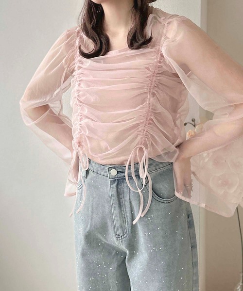 apres jour clair(アプレジュールクレア)の「【apres jour clair】チュールドロストトップス【ZOZOTOWN限定アイテム】(シャツ/ブラウス・レディース・アイボリー/ピンクベージュ/チャコールグレー/ライトグレー・フリー/X-LARGE)」の12枚目の写真