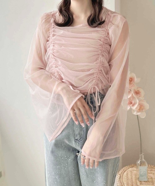 apres jour clair(アプレジュールクレア)の「【apres jour clair】チュールドロストトップス【ZOZOTOWN限定アイテム】(シャツ/ブラウス・レディース・アイボリー/ピンクベージュ/チャコールグレー/ライトグレー・フリー/X-LARGE)」の14枚目の写真