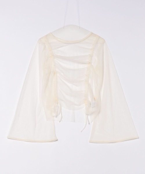 apres jour clair(アプレジュールクレア)の「【apres jour clair】チュールドロストトップス【ZOZOTOWN限定アイテム】(シャツ/ブラウス・レディース・アイボリー/ピンクベージュ/チャコールグレー/ライトグレー・フリー/X-LARGE)」の5枚目の写真