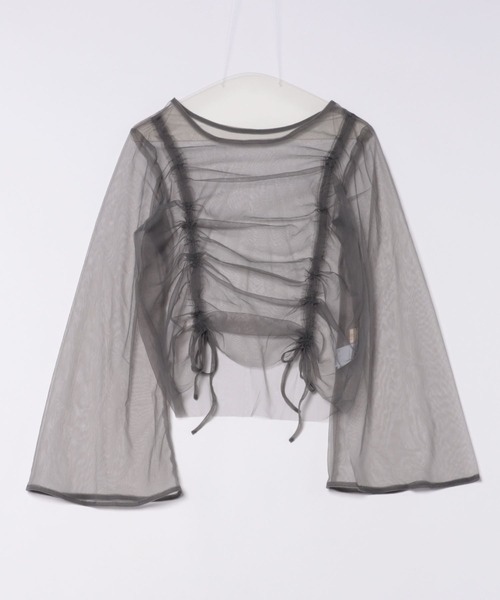 apres jour clair(アプレジュールクレア)の「【apres jour clair】チュールドロストトップス【ZOZOTOWN限定アイテム】(シャツ/ブラウス・レディース・アイボリー/ピンクベージュ/チャコールグレー/ライトグレー・フリー/X-LARGE)」の7枚目の写真