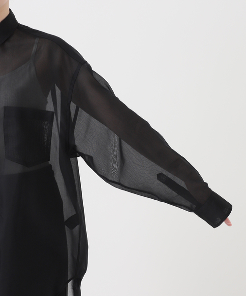 AP STUDIO（エーピーストゥディオ）の「シアーシャツ（シャツ/ブラウス・レディース・エメラルドブルー/ホワイト/ブラック・FREE）」の14枚目の写真