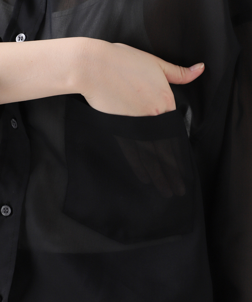 AP STUDIO（エーピーストゥディオ）の「シアーシャツ（シャツ/ブラウス・レディース・エメラルドブルー/ホワイト/ブラック・FREE）」の17枚目の写真