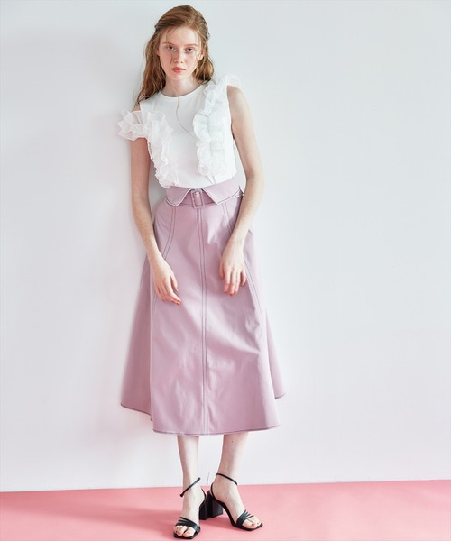 REDYAZEL（レディアゼル）の「2WAYフリルトップス（Tシャツ/カットソー・レディース・オフホワイト/ライトグレー/ブラック・FREE）」の14枚目の写真