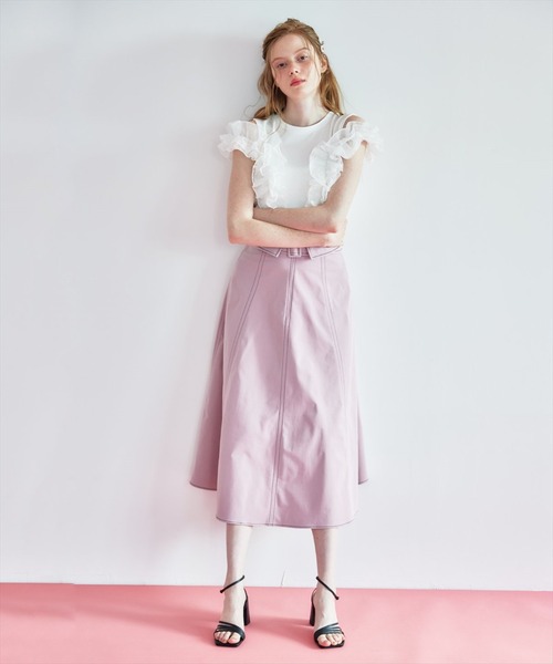 REDYAZEL（レディアゼル）の「2WAYフリルトップス（Tシャツ/カットソー・レディース・オフホワイト/ライトグレー/ブラック・FREE）」の15枚目の写真