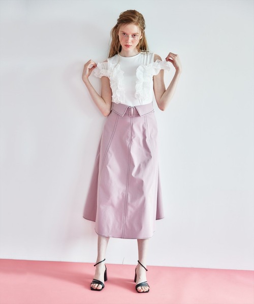 REDYAZEL（レディアゼル）の「2WAYフリルトップス（Tシャツ/カットソー・レディース・オフホワイト/ライトグレー/ブラック・FREE）」の16枚目の写真