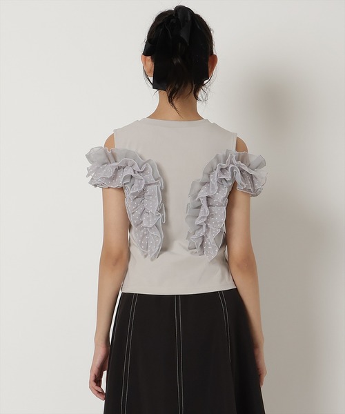 REDYAZEL（レディアゼル）の「2WAYフリルトップス（Tシャツ/カットソー・レディース・オフホワイト/ライトグレー/ブラック・FREE）」の19枚目の写真