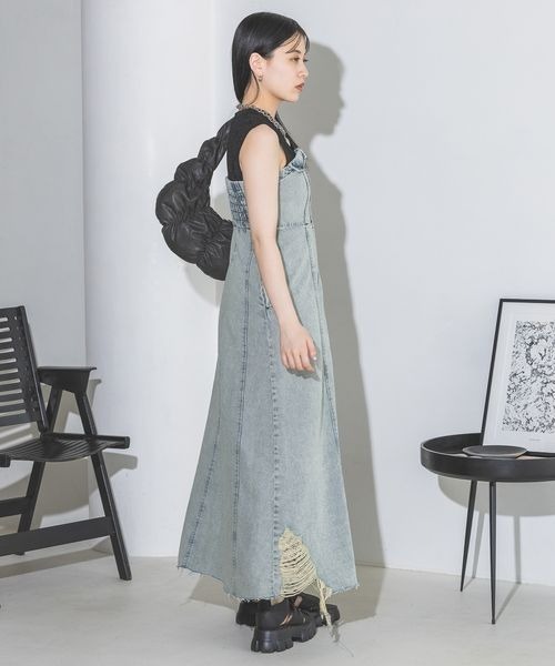 JEANASIS(ジーナシス)の「クラッシュデニムジャンスカ/129908(ジャンパースカート・レディース・ブルー系その他/カーキ系/ブラック系その他・FREE)」の14枚目の写真