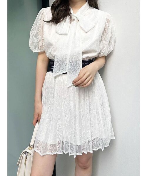 MERCURYDUO（マーキュリーデュオ）の「ロゴラインゴムプリーツスカート（スカート・レディース・オフホワイト/ブラック・MEDIUM/SMALL）」の10枚目の写真