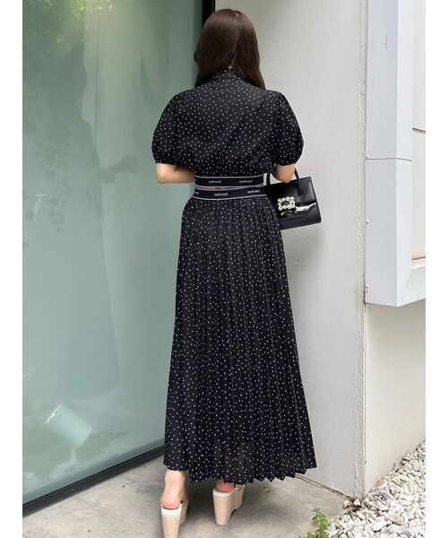 MERCURYDUO（マーキュリーデュオ）の「ロゴラインゴムプリーツスカート（スカート・レディース・オフホワイト/ブラック・MEDIUM/SMALL）」の12枚目の写真