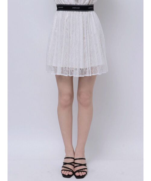 MERCURYDUO（マーキュリーデュオ）の「ロゴラインゴムプリーツスカート（スカート・レディース・オフホワイト/ブラック・MEDIUM/SMALL）」の19枚目の写真