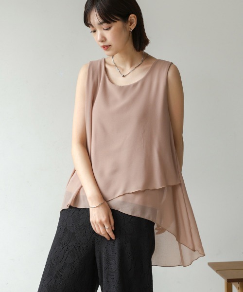 Bou Jeloud（ブージュルード）の「シフォン×カットレイヤードブラウス（シャツ/ブラウス・レディース・ベージュ/ブラック/グレー/ホワイト/テラコッタ/チャコールグレー/カーキ・FREE）」の7枚目の写真