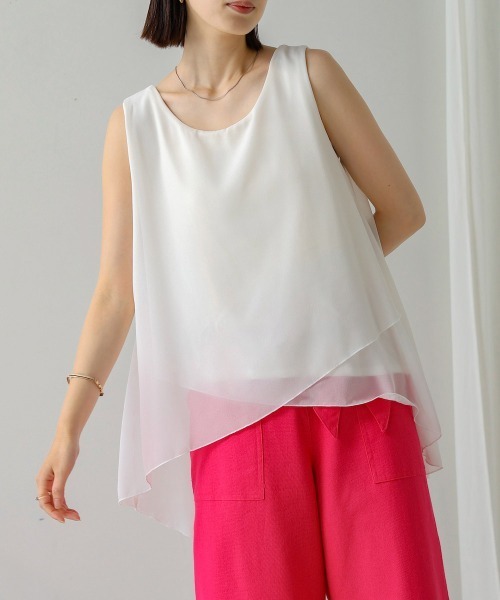 Bou Jeloud（ブージュルード）の「シフォン×カットレイヤードブラウス（シャツ/ブラウス・レディース・ベージュ/ブラック/グレー/ホワイト/テラコッタ/チャコールグレー/カーキ・FREE）」の2枚目の写真